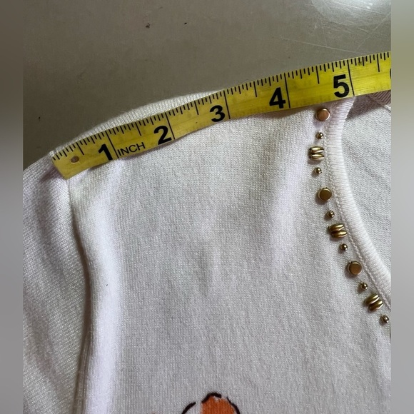 Alfred Dunner Plus size 2X Womens Cream Pullover Sweater Short Sleeve Floral - Picture 3 of 16